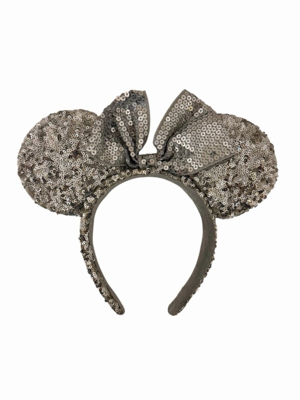 Disney Parks Silver Sequin Bow Minnie Ears Headband Adult Disneyland Mouse